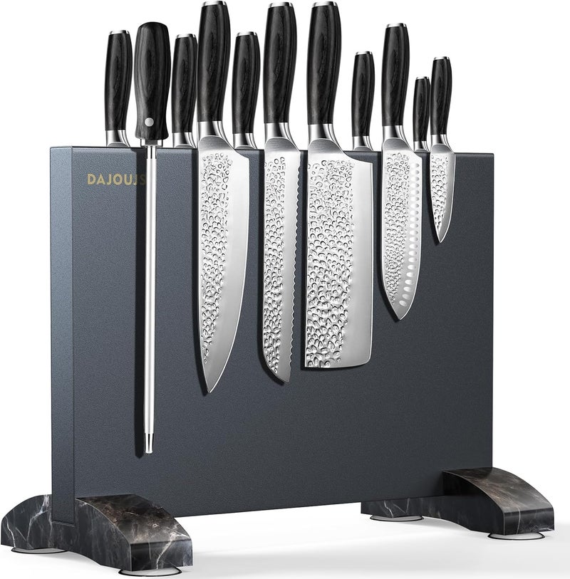 DAJOUJS Magnetic Knife Holder, Magnetic Knife Block without Knives, Strong Double Sided Magnet Knife Storage Strip for Kitchen Counter-Black - Image 1